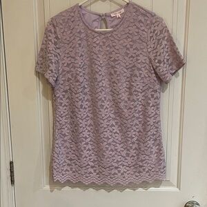 Teddi Rose Lilac Lace Short Sleeve Blouse NWT size medium